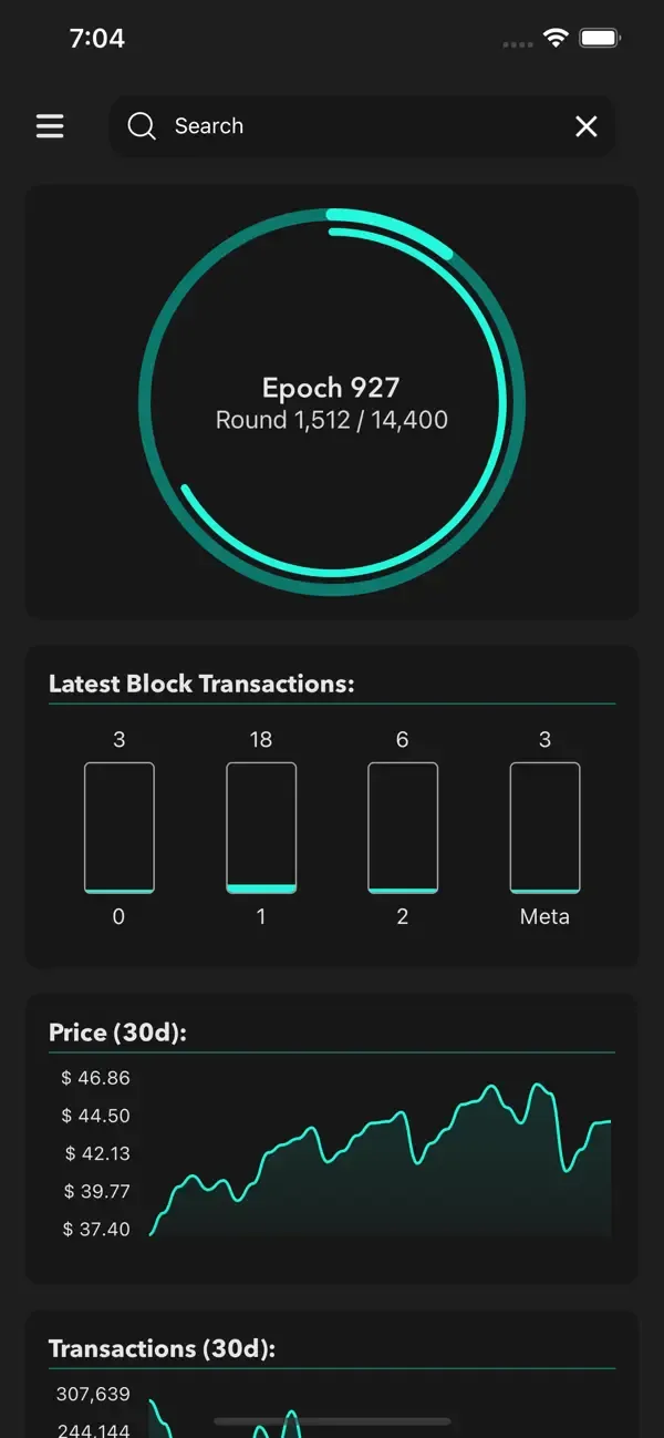 Tabloul de bord blockchain xObserver, din App Store
