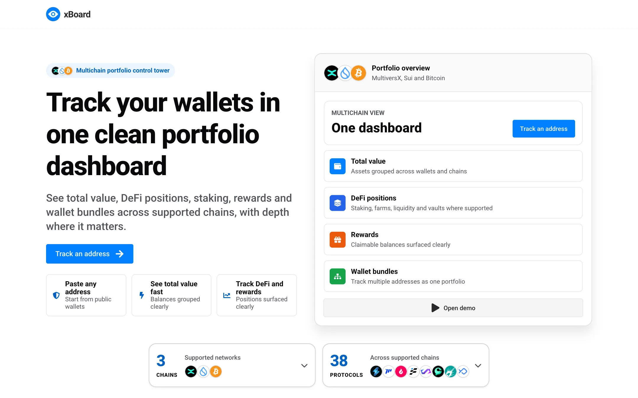 Pagina principală xBoard pe desktop
